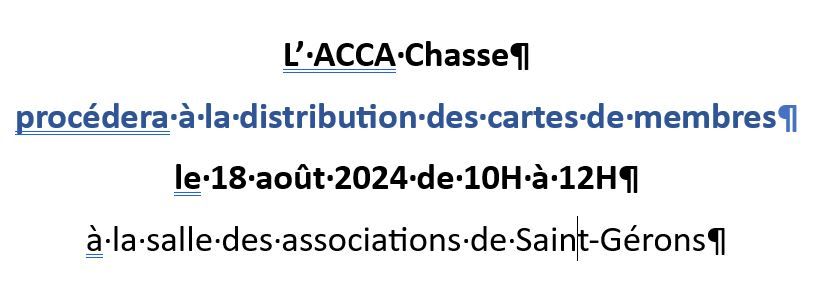 ACCA distribution des cartes de membre